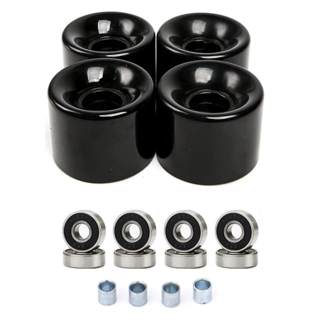 4 Pcs 60x45mm 78A Roues de Planche à Roulettes Longboard ABEC-9 Roulements Spacers Ensemble Noir