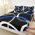 thumbnail image 5 of Manfei Black Blue Circle Queen Sheets,Aesthetic Minimalist Queen Sheet Sets, Black Reversible 4 Pieces1 Flat Sheet + 1 Fitted Sheet + 2 Pillowcases, 5 of 6