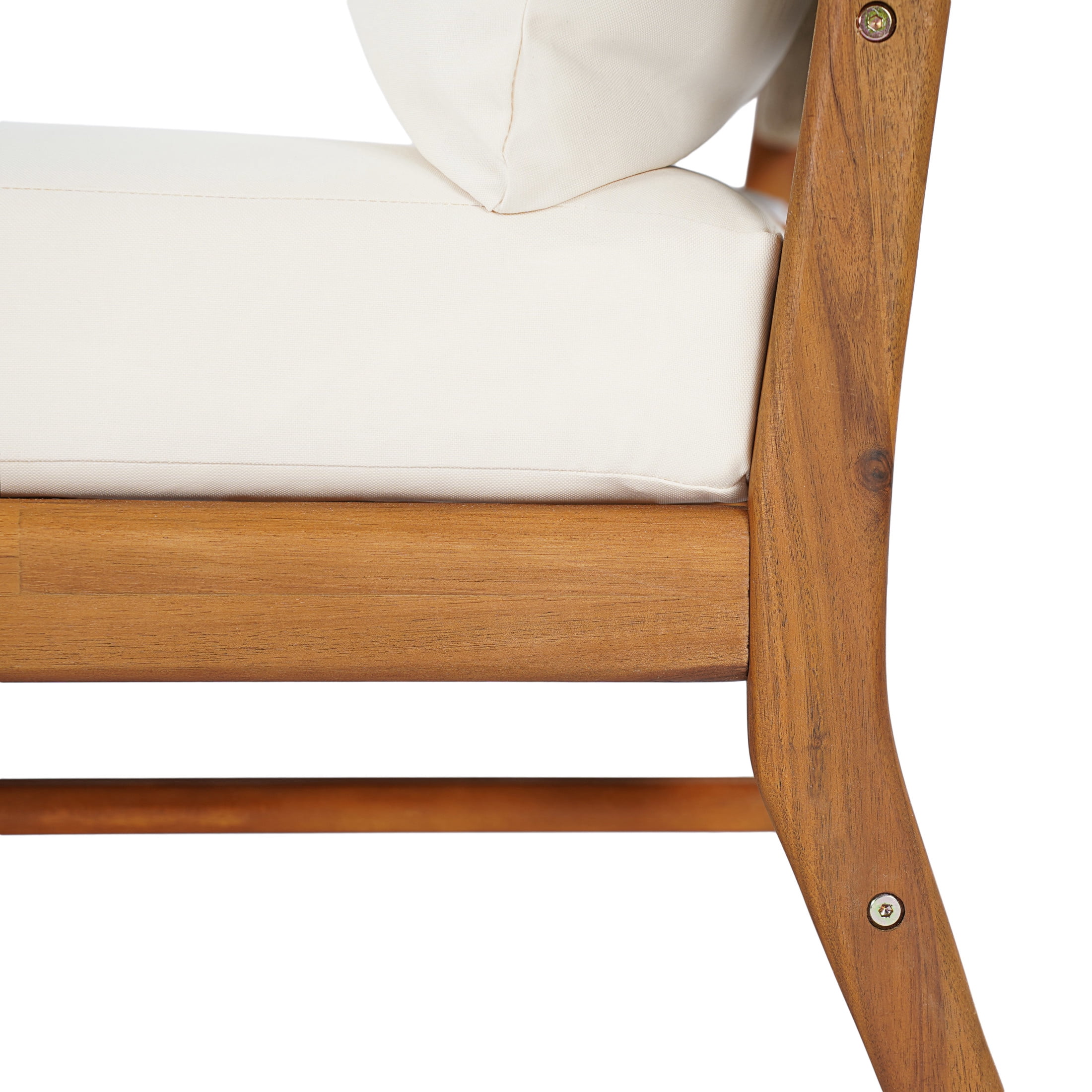 Christopher Knight Home Set of 2 Outdoor Chaise Lounges, Acacia Wood with Woven Rope, Cream Cushions, Teak