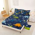 thumbnail image 2 of Homewish Cartoon Dino Queen Sheets For Kids Boys,T-Rex Triceratops Queen Sheet Sets,4 Pieces,1 Flat Sheet, 1 Fitted Sheet and 2 Pillowcases, 2 of 6