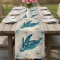 thumbnail image 4 of Teal Sea Turtle Coastal Table Runner 70 Inches, Vintage Summer Beach Nautical Bed Runner Dresser Scarves Tabletop for Indoor Outdoor Parties/Ceremony/Banquet, 13" x 70", 4 of 8