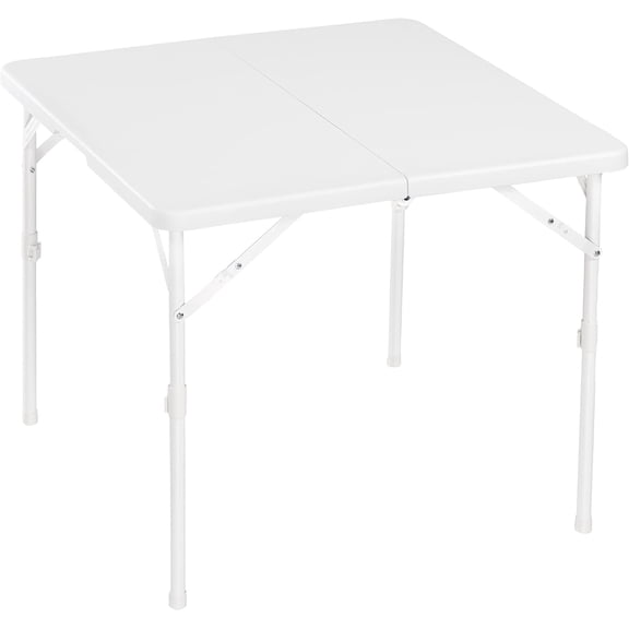Square Folding Table with Carrying Handle, 34 in Portable Indoor Outdoor Dining Table for Picnic, Camping, Party, Balcony, Space-Saving,White