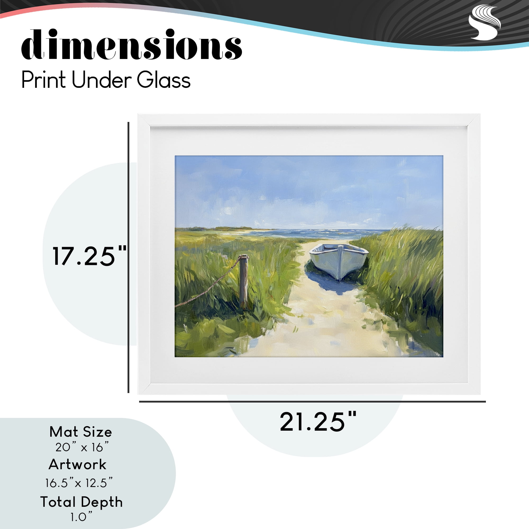 Stupell Industries Moored Boat on Path White Framed Print Under Glass, design by Sisi and Seb