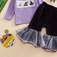 thumbnail image 5 of Gaexia Girls Halloween Outfit Set, Long Sleeve Top and Pants with Pumpkin Print, Lace Trim Comfortable Party Wear for Toddlers 1-8 Years, 5 of 6