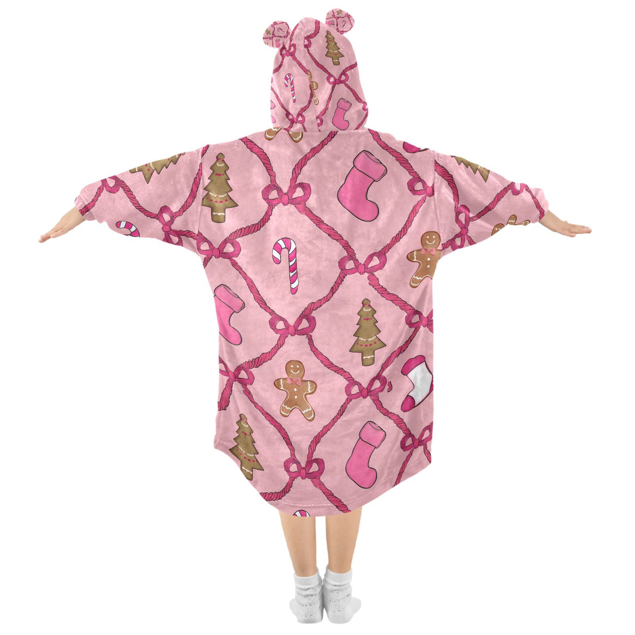 joogoo Wearable Blanket Hoodie for Gingerbread Candy Cane Oversized Sherpa Hooded 3-14 YR M