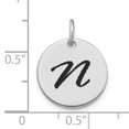 thumbnail image 2 of 14k White Gold Polished Rhodium Black Epoxy Finish Letter N Initial Disk Shape Charm Pendant, 2 of 2