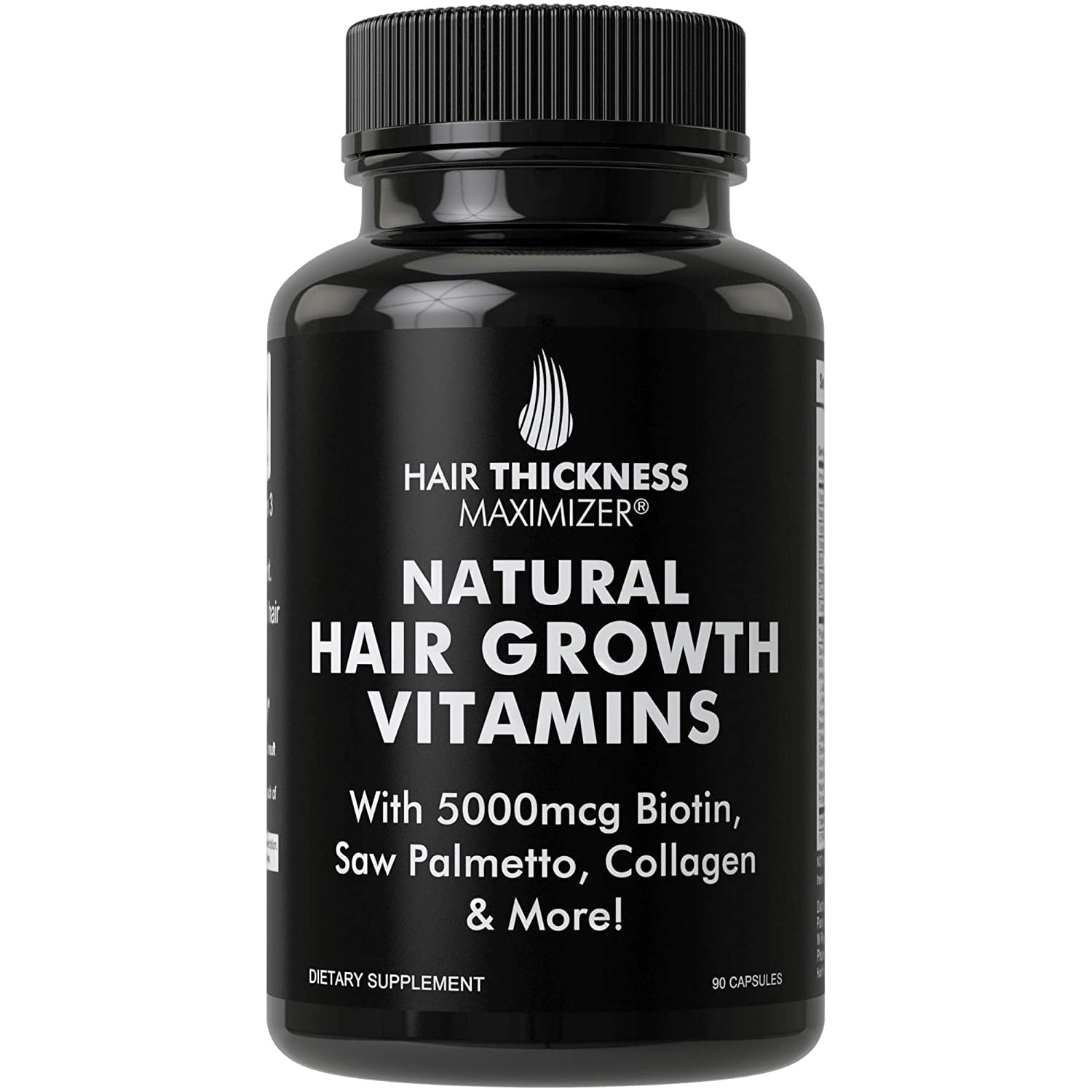 Natural Hair Growth Vitamins by Hair Thickness Maximizer - Hair Regrowth Vitamin  Supplement with Biotin 5000 mcg, Collagen, Saw Palmetto. Stop Hair Loss,  get Thicker Hair for Men, Women. Made in USA -