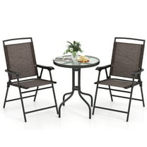 Gymax 3 PCS Outdoor Bistro Dining Furniture Set w/1.57'' Umbrella Hole Rippled