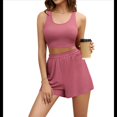 thumbnail image 3 of Conjuntos de Dos Piezas de Verano 2025: Top Corto de Salón A Juego, Pantalones Cortos de Cintura Alta. Rosa S, 3 of 9