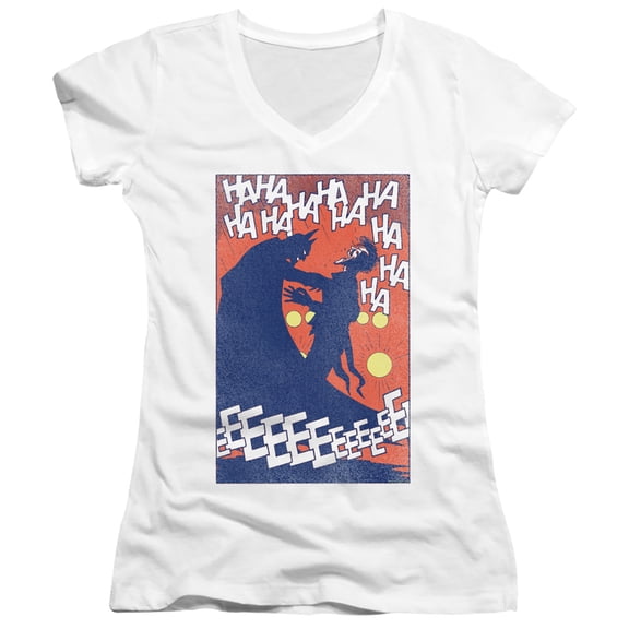 Batman Punchline Junior Women's T-Shirt V-Neck-White