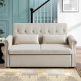 thumbnail image 2 of Aukfa 55" Convertible Sleeper Sofa Bed with Pull Out Couch, Velvet Tufted Button Backrest Loveseat - Beige, 2 of 8