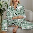 thumbnail image 4 of Salouo Puppy Pattern Women's Pajamas Set Long Sleeve Button Down Sleepwear Soft Pj Lounge Sets for women 2 Piece Pjs Set with Long Pants -X-Large, 4 of 8