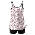 thumbnail image 5 of VISALY Tankini Swimsuits for Women Tummy Control 2 Piece Bathing Suit High Waisted Swimwear with Shorts Floral Two Piece Modest Swimsuit Set with Built-In Bra Pads Conservative Beach Suit White Xl, 5 of 5