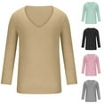 thumbnail image 2 of Qingpeng Men's V Neck Long Sleeve Shirts Casual Cotton T-Shirts Loose Tee Shirts, 2 of 5
