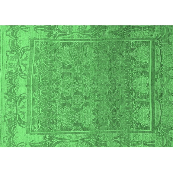 Ahgly Company Indoor Rectangle Abstract Emerald Green Modern Area Rugs, 2' x 3'