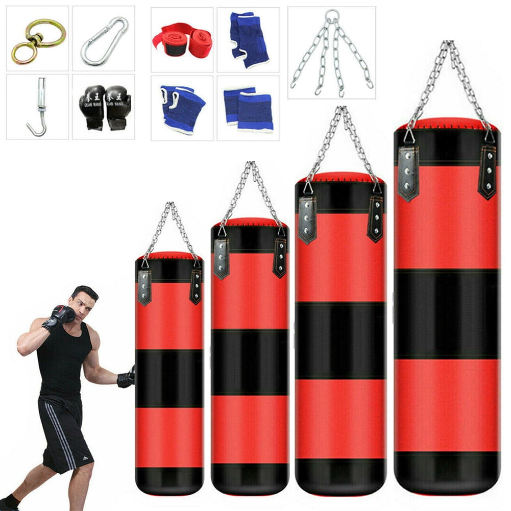 MADX 7 Piece 4ft Boxing Set Filled Heavy Punch Bag Gloves,Chain,Bracket,Kickbag 