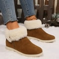 thumbnail image 5 of Aueoeo Womens Winter Flat Boots Furs Snow Boots Ankle Booties Fuzzy Warm Short Boots for Girl Side Zip Boots Brown, 5 of 6
