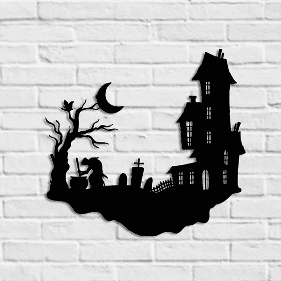 Gothic Skull Wall Art Iron Decor, Vintage Halloween Hanging Ornament for Indoor & Outdoor, Rustic Metal Skull Wall Decor for Garden, Bedroom, Party & Haunted House Theme