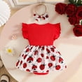 thumbnail image 4 of Gerichy Newborn Baby Girl Clothes Ruffle Sleeveless Romper Floral Dress Bodysuit Infant Girls Summer Outfits with Headband, 4 of 5