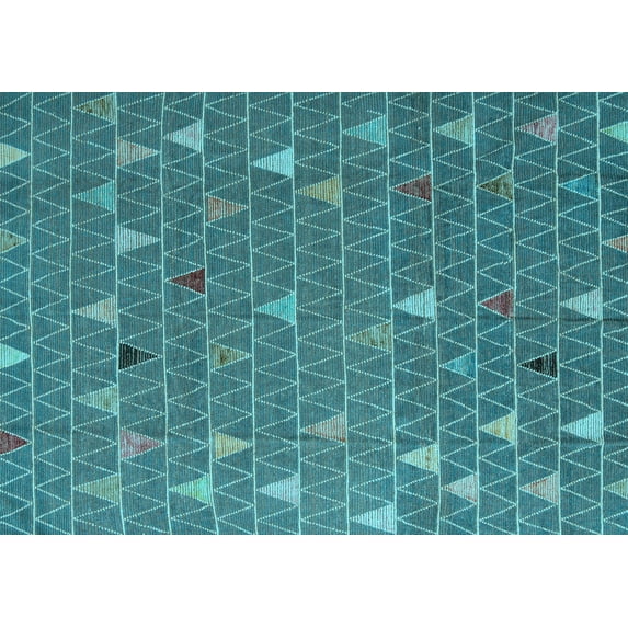 Ahgly Company Indoor Rectangle Abstract Light Blue Modern Area Rugs, 4' x 6'