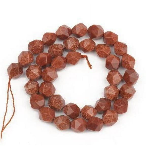 Nvzi-c 2 pieces diamond cut natural gold sand stone scattered beads round beads DIY creative handmade bracelet bead accessories 6mm