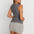 thumbnail image 4 of Lumtrix Boat Neck Tank Tops For Women Seamless Shirts Cute Casual Basic Sim Fitted Summer Going Out Crop Tops Gray M, 4 of 5
