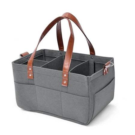Diaper Caddy Organizer Large Capacity Nursery Storage Bag with Adjustable Compartments Caddy Organizers with Handles Includes Waterproof Changing Pad Ideal for Parents Outdoor Use(13x7x5.9Inch)