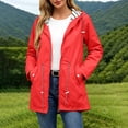 thumbnail image 2 of Womens Windbreaker Jacket Waterproof Hooded Plus Size Long Sleeve Solid Color Zip Up Casual Rain Jacket Outdoor Sport Raincoat with Pockets, 2 of 10