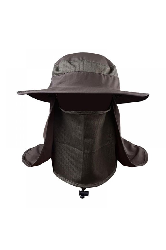 Fishing Flap Caps Men Women Windproof Sunshade Detachable Dark-Green