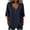Navy, variant on Tops for Women 3/4 Sleeve V Neck Women Fashionable Casual Solid Color Imitation Linen Blouse Red M