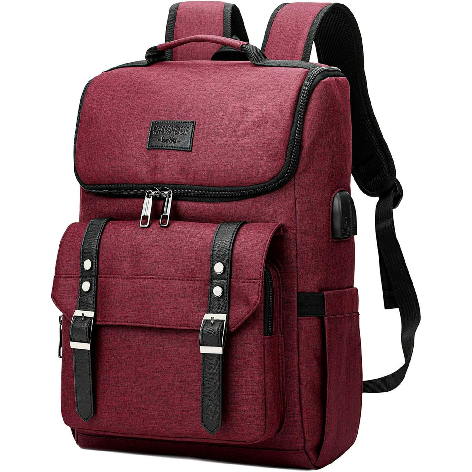 Vintage Backpack Travel Laptop Backpack with usb Charging Port for Women Men College Backpack Fits 15.6 Inch Laptop Red Walmart