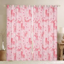 jejeloiu Cartoon Kitten Cat Curtains Pack of 2 (42x84 Each),Pet Lovers Curtains Blackout,Pink Stars Pattern Bedroom Curtains For Girls,Ultra Soft Home Decor
