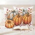 thumbnail image 3 of Burnt Orange Pumpkin Fall Outdoor Waterproof Pillow Covers, Thanksgiving Botanical Leaves Decorative Square Throw Pillowcase Sofa Cushion Sham for Patio/Couch/Chair, 26"x26" 2 Pack, 3 of 8