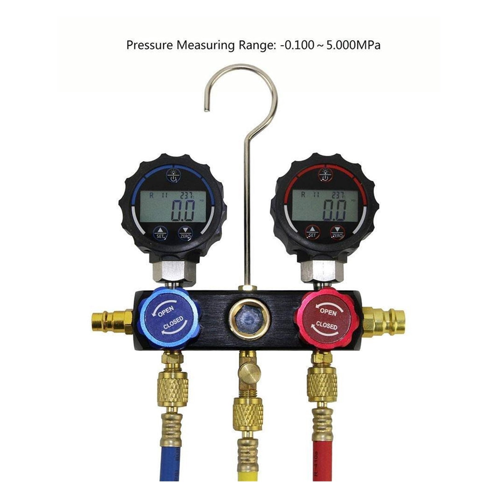 DMG-1B Refrigeration Digital Manifold Gauge Meter HVAC Pressure Temperature Tester Leakage Test+ Carrying Case + Hoses
