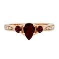 thumbnail image 2 of Dazzlingrock Collection 7X5MM Pear Garnet & Round White Diamond 3 Stone Teardrop Engagement Ring for Women (0.10 ctw, Color I-J, Clarity I1-I2) in 14K Rose Gold, Size 8.5, 2 of 4