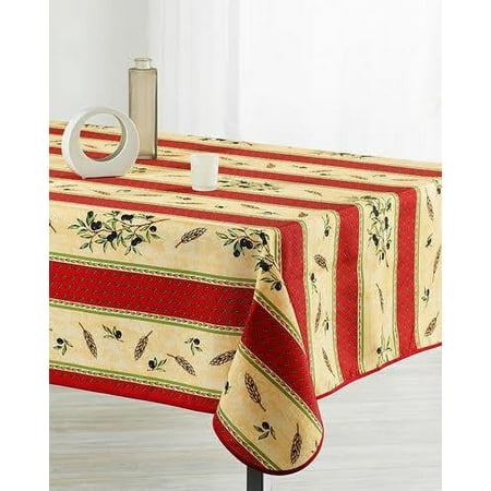 

Red Wheat Yellow100% Polyester Stain Resistant Tablecloth Circle Diameter 63 inch