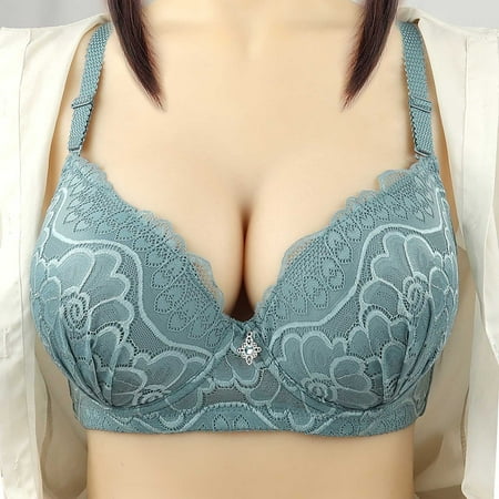 Major Savings: Sports Bra  Sujetador deportivo  Women s Solid Color Steel Ring Oversized Gathering Underwear Daily Bra SOPATENOR Light Blue 2XL