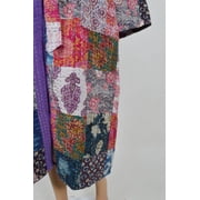 Cotton Bath Robe, Stone Wash Indian Multi Patchwork Handmade Kantha Stitch Robe,Cotton Kimono,Cotton Robe,Swim Wear,Night Wear Free Size.