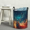 thumbnail image 6 of Sikiie Celestial Stag Cosmic Glow Print Round Dirty Clothes Basket, Waterproof Standing Foldable Storage Basket, for Laundry Room, Bedroom, Bathroom Storage-Medium, 6 of 6