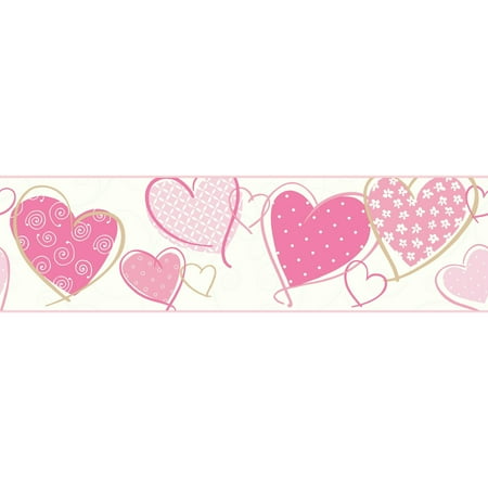 Heart Wallpaper - Growing Up Kids Heart Removable Wallpaper Border