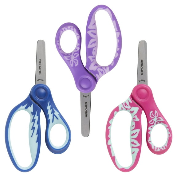 Fiskars 5" Softgrip Stainless Steel Blunt-tip Kids Scissors, 3 Pack