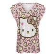 thumbnail image 4 of Hello Kitty Womens Summer Tops Ruffle Short Sleeve Tunic Tops V Neck Loose Fit Flowy T-Shirts, 4 of 7