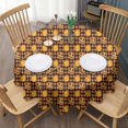thumbnail image 3 of Plaid Pumpkin Halloween Pattern Round Tablecloth 60"x60",Wrinkle Wipeable Table Cloth for Kitchen Dining Room Picnic Patio Party, 3 of 6