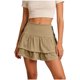 thumbnail image 1 of TaTaai Women's Solid High Waisted A-Line Mini Skirt Tiered Ruffle Tie Waist Double Layer Hem Vintage Style for Casual Summer Daily Wear Gift, 1 of 5