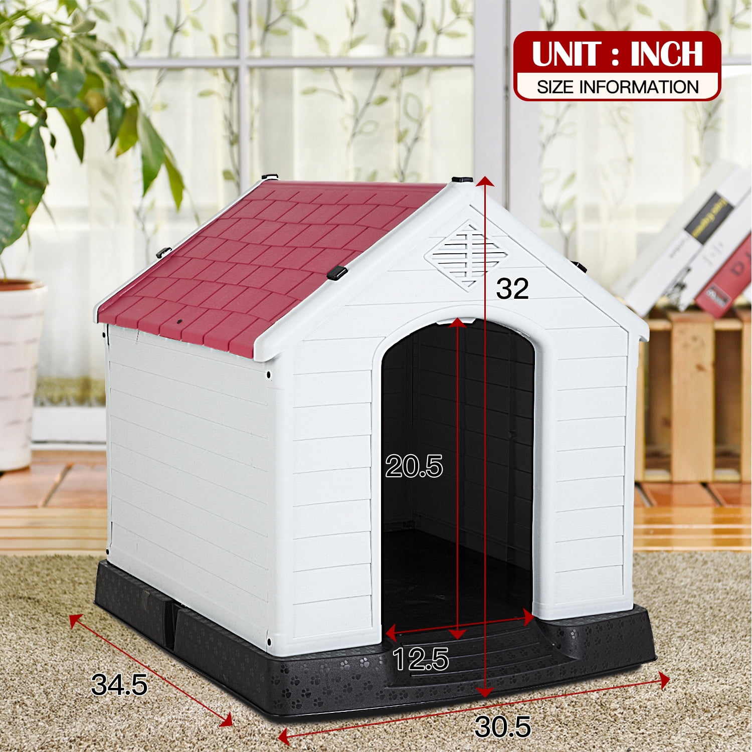 BestPet 32Inch Large Dog House,Red,Plastic.