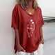 thumbnail image 2 of Blusa casual para mujer Cuello redondo Estampado animal Camiseta de manga corta Camisa suelta para mujer Pompotops  hfajkhk138705, 2 of 5