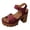 Red, variant on Platform Sandals for Women Retro Non Slip Chunky Heels Summer Block High Heeled Slides Fashionable Comfortable Water Droplet Hollow out Footwear Red Size 9