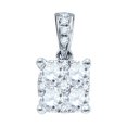 thumbnail image 1 of 18K White Gold Womens Round Diamond Square Cluster Charm Pendant 1/2 Cttw, 1 of 1