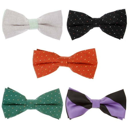 - Bundle Monster 5pc Mixed Design Adjustable Pre-Tied Mens Neck Tie Bowtie Sets