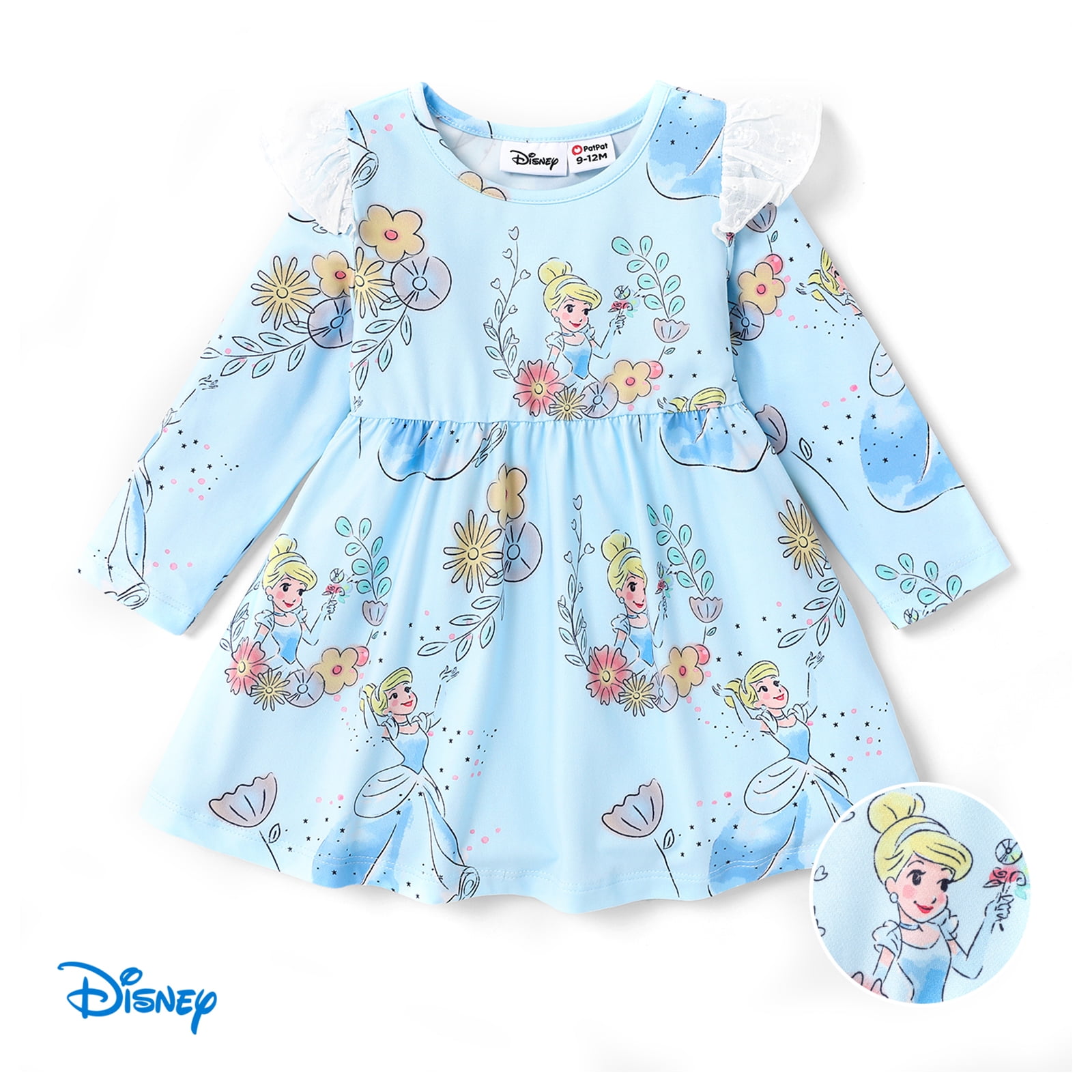 Disney Princess Robe de Jeu à Manches Longues à Volants pour Bébé